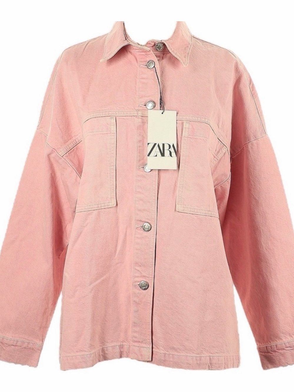Zara Muted Pink Denim Chore Coat